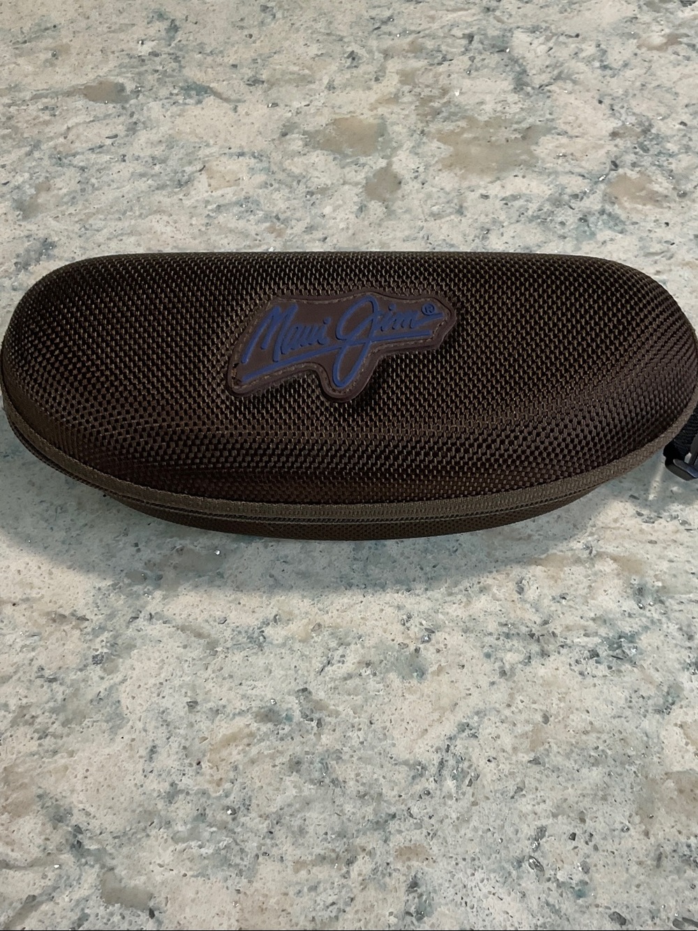 Maui Jim Dark Brown Textured Hard Sunglasses Case with Blue Logo